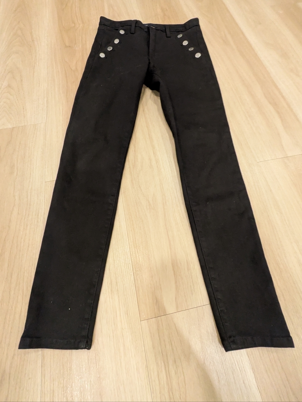 Ramy Brooks High Rise Skinny Black Jeans With Button Details Size 28
